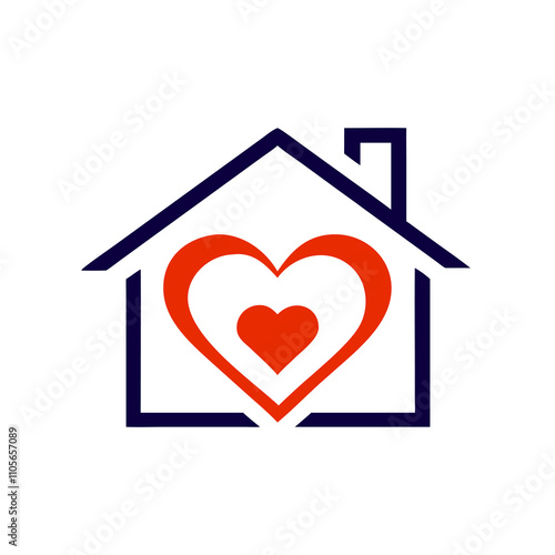 A house made of overlapping heart shapes, with one large heart in the center representing the core value of family. 