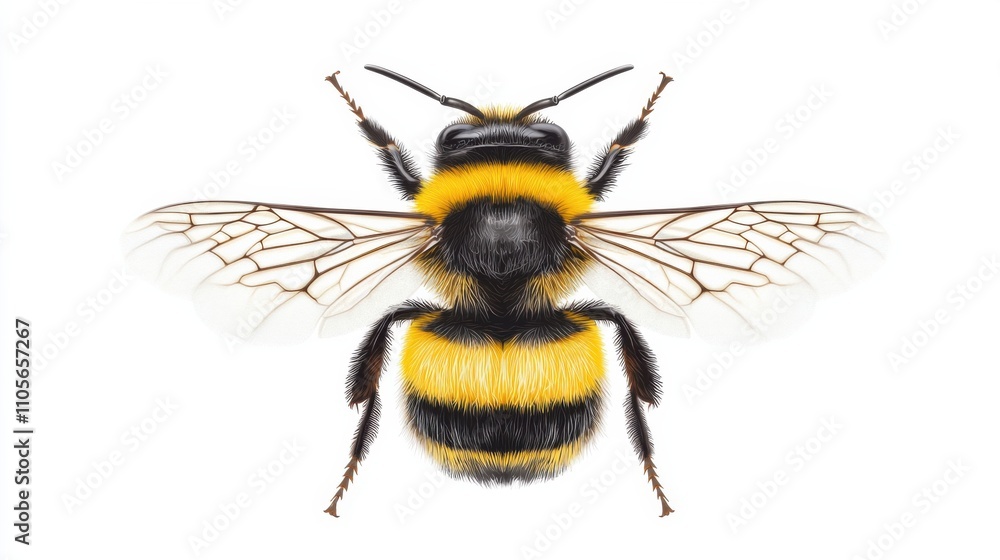 Fototapeta premium Closeup Shot of a Buzzing Bee Pollinating a Flower in a Summer Garden