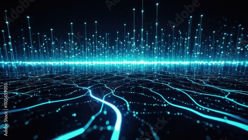 A professional, highly detailed 4K image of a modern office, showcasing a laptop with a holographic display featuring advanced concepts and visualizations for revolutionary renewable energy solutions