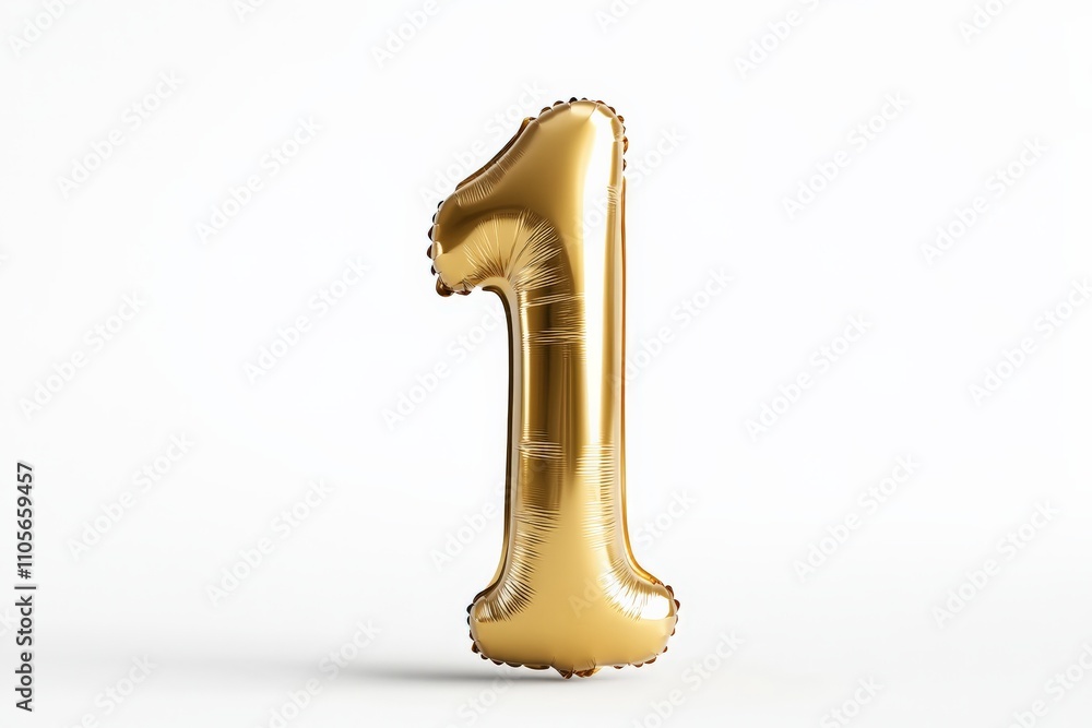 A single gold foil balloon shaped as the number one sits centered against a plain white background, representing singular achievement and focus. A single gold foil balloon shaped as the number one sits centered against a plain white background, representing singular achievement and focus.