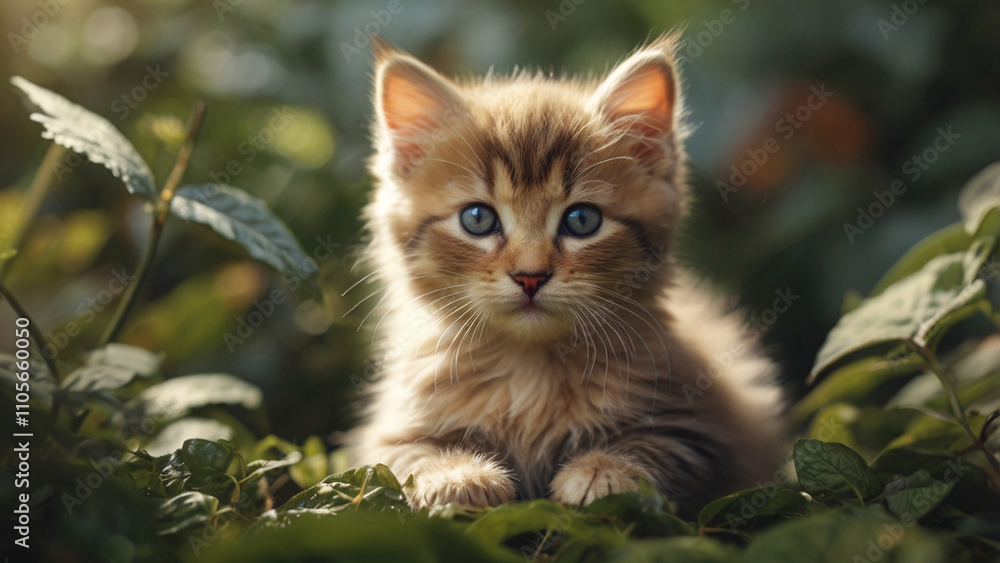 Obraz premium cute cat in the grass