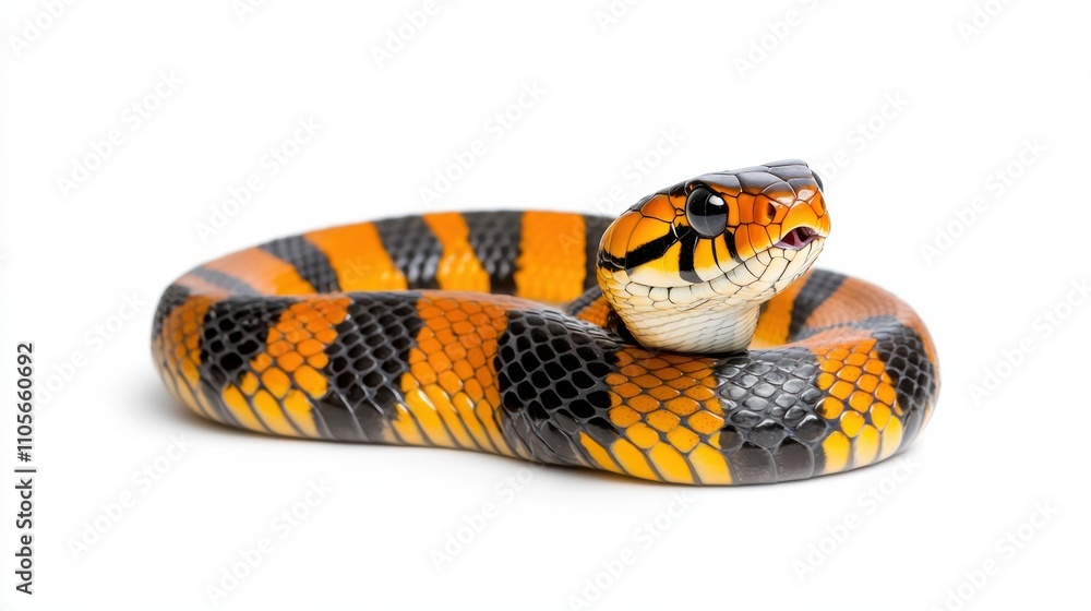 Coiled Venomous Snake Resting in Natural Habitat Coiled Venomous Snake Resting in Natural Habitat