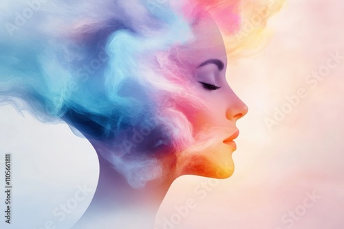 telepathy and energy patterns, radiant energy patterns on a pastel background symbolize mind and telepathic abilities, offering space for creative ideas