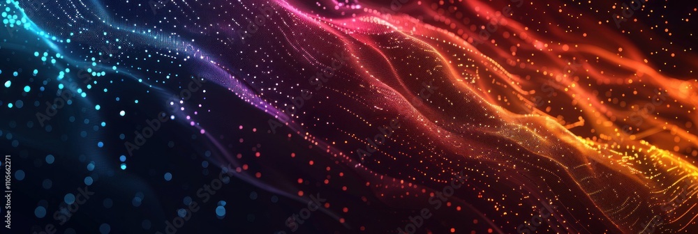Obraz premium Bright, swirling light trails in blue, pink, and orange create a vivid abstract effect against a dark backdrop