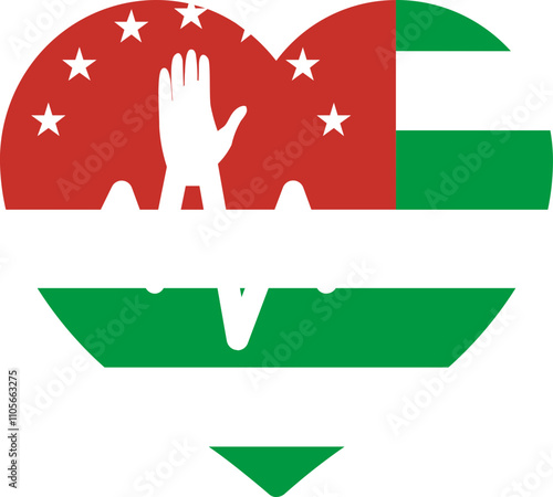 Abkhazia Flag in Heart with Pulse