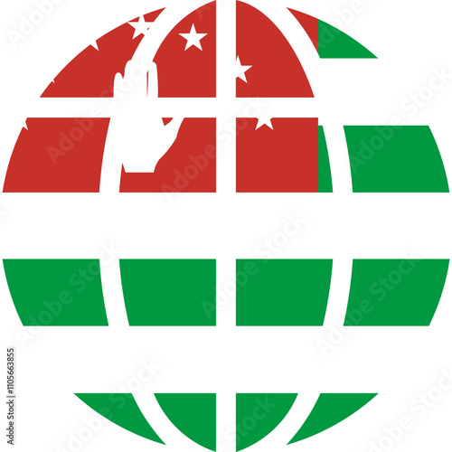 Abkhazia Flag On world icon