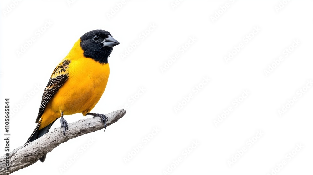 Vibrant Yellow Songbird Perched on a Branch in Nature Vibrant Yellow Songbird Perched on a Branch in Nature