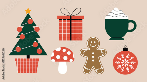 Seamless festive holiday background pattern with colorful Christmas ornaments