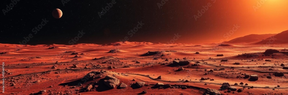 3D rendering of a realistic red planet Mars with craters and dust ...