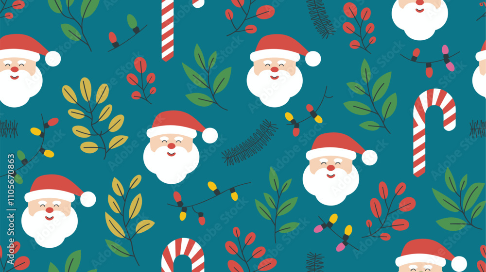 Seamless festive holiday background pattern with colorful Christmas ornaments Seamless festive holiday background pattern with colorful Christmas ornaments