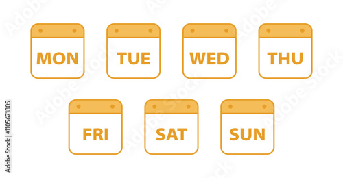 everyday calendar icon set. weekend days name flat calendar icon