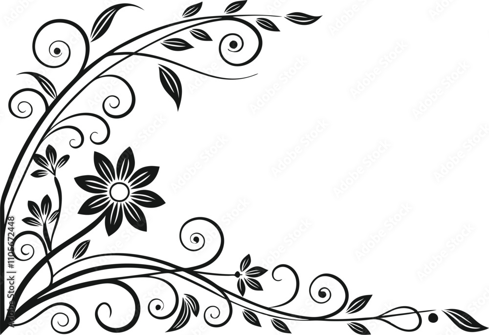 black rectangle floral ornament corner frame white background
black rectangle floral ornament corner frame white background