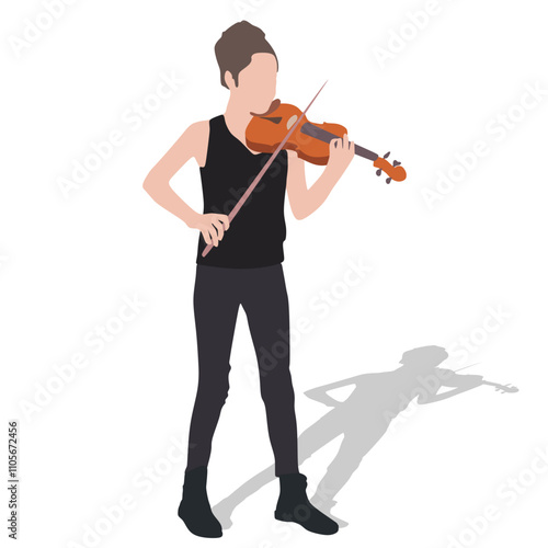 Violinist isolated on white. Musician playing violin, woman playing violin vector. Musician artist vector