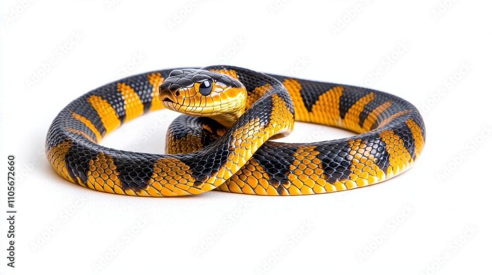 Naklejka premium Colorful Coiled Python Slithering in Wilderness