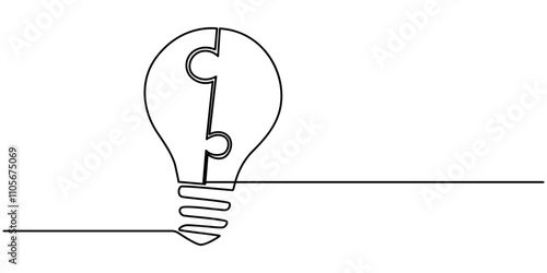 Flat Design And Thin Line Illustration Icon  Back To School, lightbulb jigsaw puzzle low poly wireframe continuous line drawing, Brainstorming Line Icon Design with Editable Stroke, Resolve Problem. 