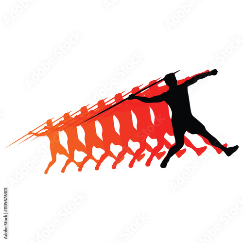 Javelin Thrower vector illustration design. Javelin Thrower logo design Template.