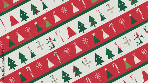 Seamless festive holiday background pattern with colorful Christmas ornaments