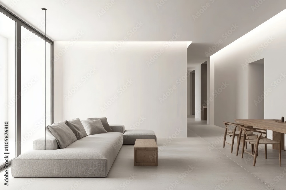 Fototapeta premium Minimalist Modern Living Room Interior Design