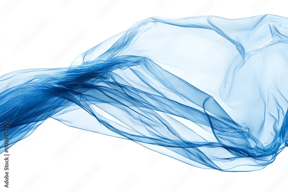 Fototapeta premium A flowing blue fabric captures elegance and motion in an ethereal design.