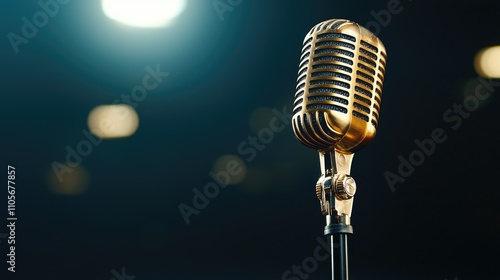 Live music performance concert hall photography indoor venue close-up vintage microphone capturing sound waves