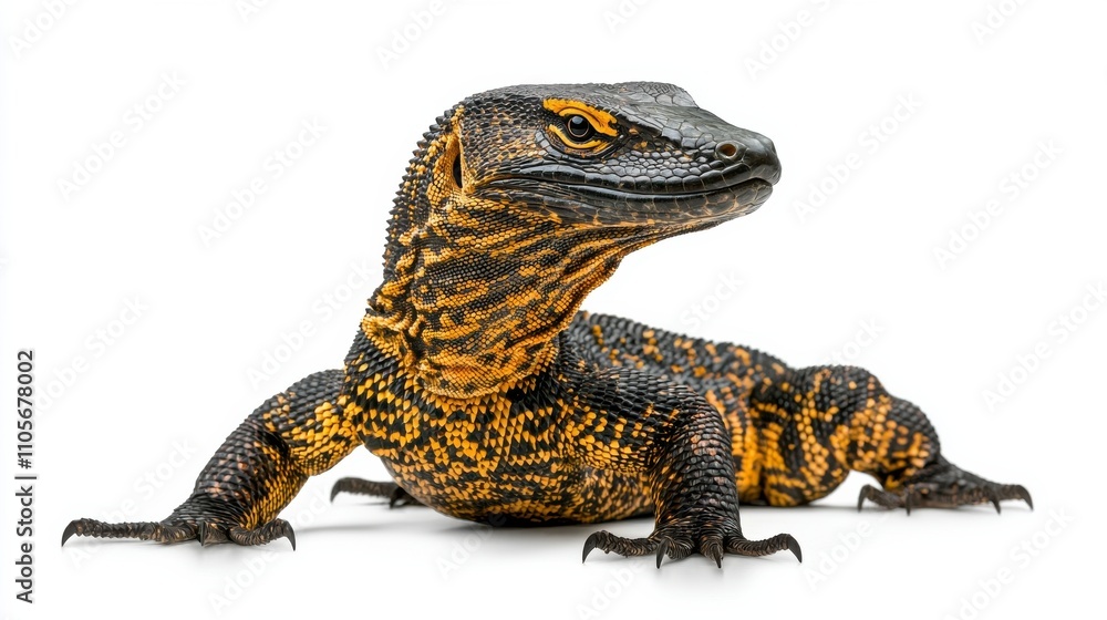 Obraz premium Closeup of Exotic Lizard in Natural Habitat Showcasing Detailed Skin Texture and Patterns