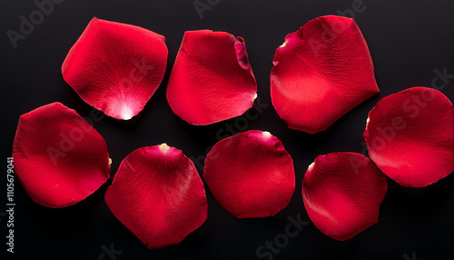 alling Red Rose Petals on black photo