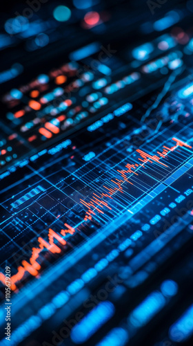 Data visualization of financial trends with vibrant colors and graphs