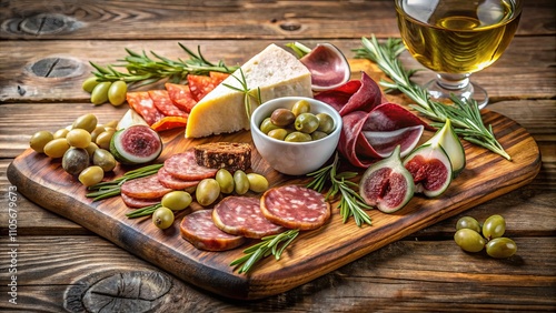 Delicious Charcuterie Board with Cheese and Fruit photo