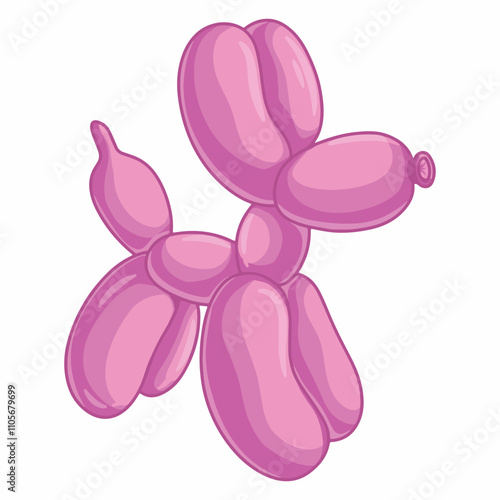 Illustration of dog pink balloons on a white background. Vector illustration.