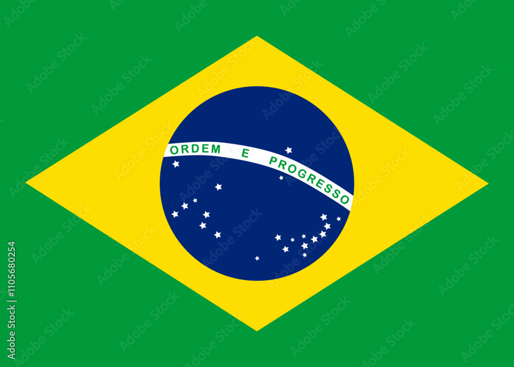 Fototapeta premium Brazil flag icon. Drapeau du Brésil. The flag of Brazil. Flag icon vector illustration on white background.