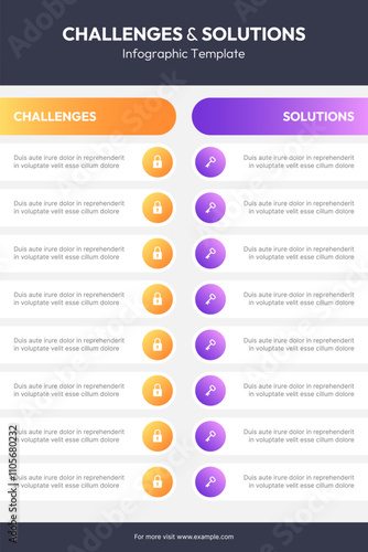 Challenge and Solution Comparison Table Business Vertical Infographic Template Deisgn