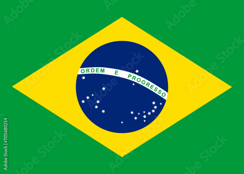 Brazil flag icon. Drapeau du Brésil. The flag of Brazil. Flag icon vector illustration on white background.