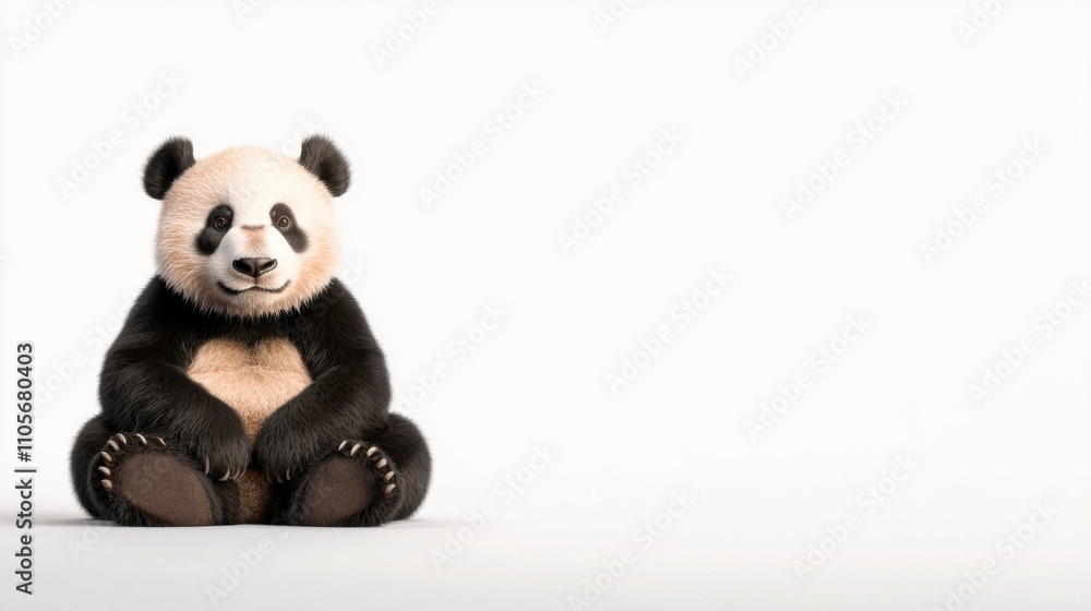 Cute and Cuddly Panda Bear Plush Toy Sitting in Peaceful Bamboo Setting Cute and Cuddly Panda Bear Plush Toy Sitting in Peaceful Bamboo Setting
