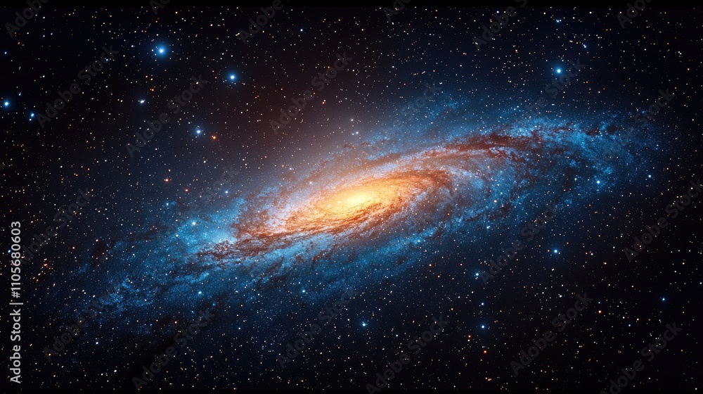 Fototapeta premium Blue galaxy with stars. Elements of this image were furnished High quality photo