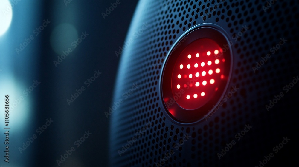 Close-up of a futuristic device with a glowing red heart-shaped indicator light. Close-up of a futuristic device with a glowing red heart-shaped indicator light.