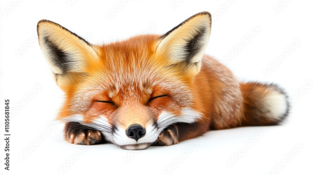 Obraz premium Sleeping Red Fox Resting Peacefully in Natural Habitat