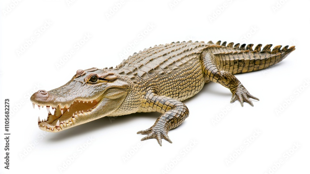 Naklejka premium Fearsome Alligator Lurking in Tropical Freshwater Habitat