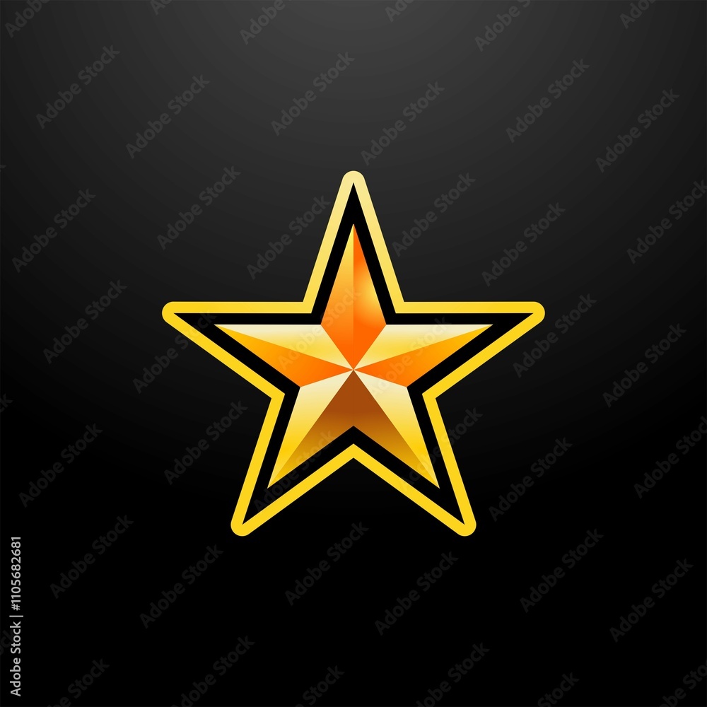 A Shining Golden Star with a Gradient Effect on a Dark Background A Shining Golden Star with a Gradient Effect on a Dark Background