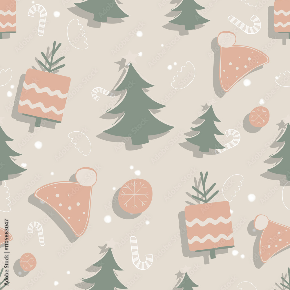 Cute Christmas and New Year seamless pattern Cute Christmas and New Year seamless pattern