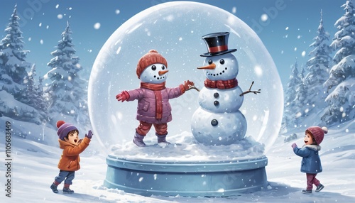 children playing with snow