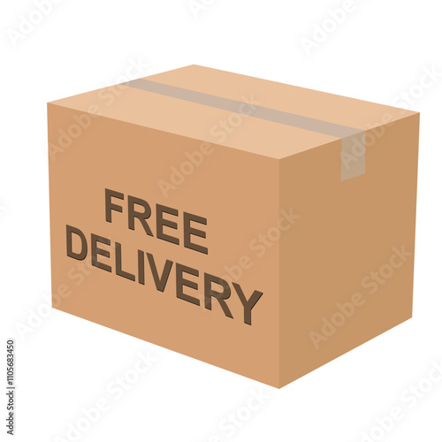 Realistic Cardboard Box On White Background. EPS10 Vector. Free shipping