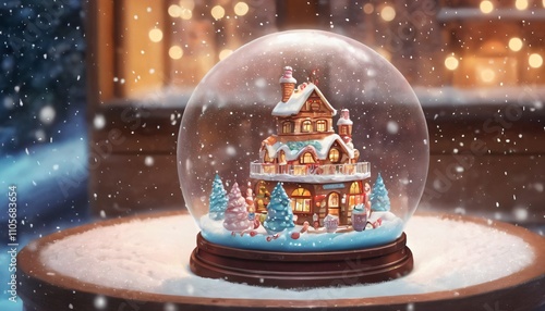 snow globe with christmas lights