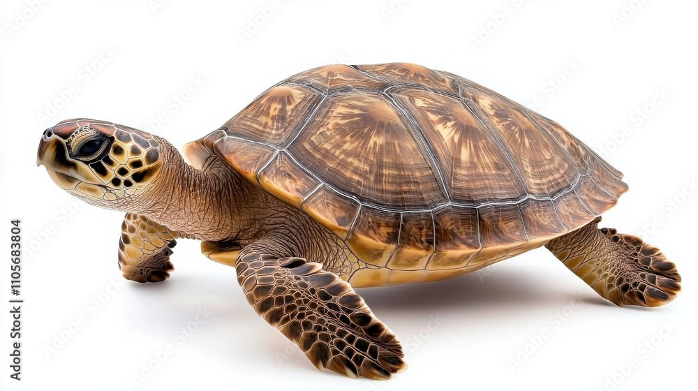 Green Sea Turtle Crawling in Shallow Water of Pond Nature Habitat Green Sea Turtle Crawling in Shallow Water of Pond Nature Habitat