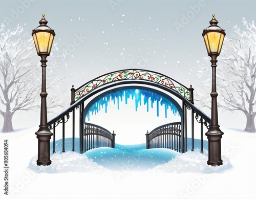 street lamp in winter park