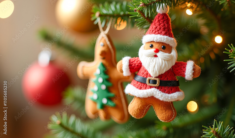Santa Claus toy on the Christmas tree Santa Claus toy on the Christmas tree