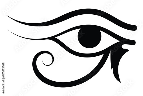 Right Eye of Horus vector icon. Ancient Egyptian symbol of the sun. Mystical talisman of protection for the Pharaohs. Sign of protection and healing. Isolated on white background.