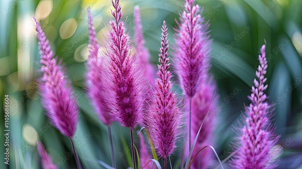 Vibrant Pink Bunny Tail Grass Blossoms in Soft Focus Vibrant Pink Bunny Tail Grass Blossoms in Soft Focus