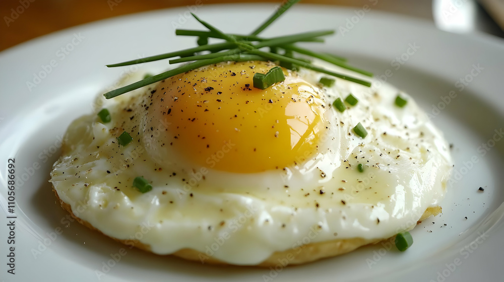 Fried Egg with Chives and Pepper - Food Photography Fried Egg with Chives and Pepper - Food Photography