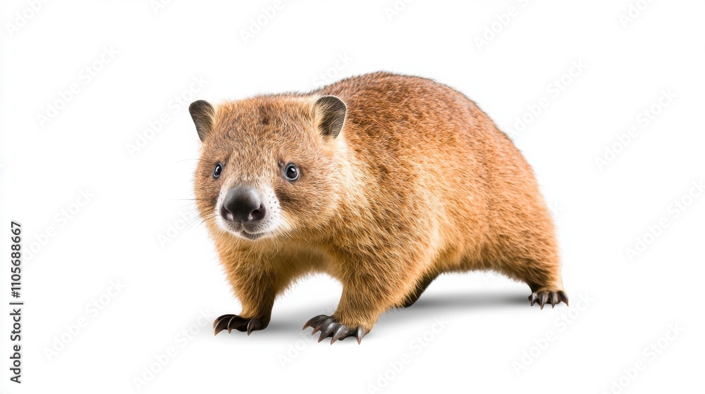 Fototapeta premium Adorable Furry Woodland Creature Posing on White Background