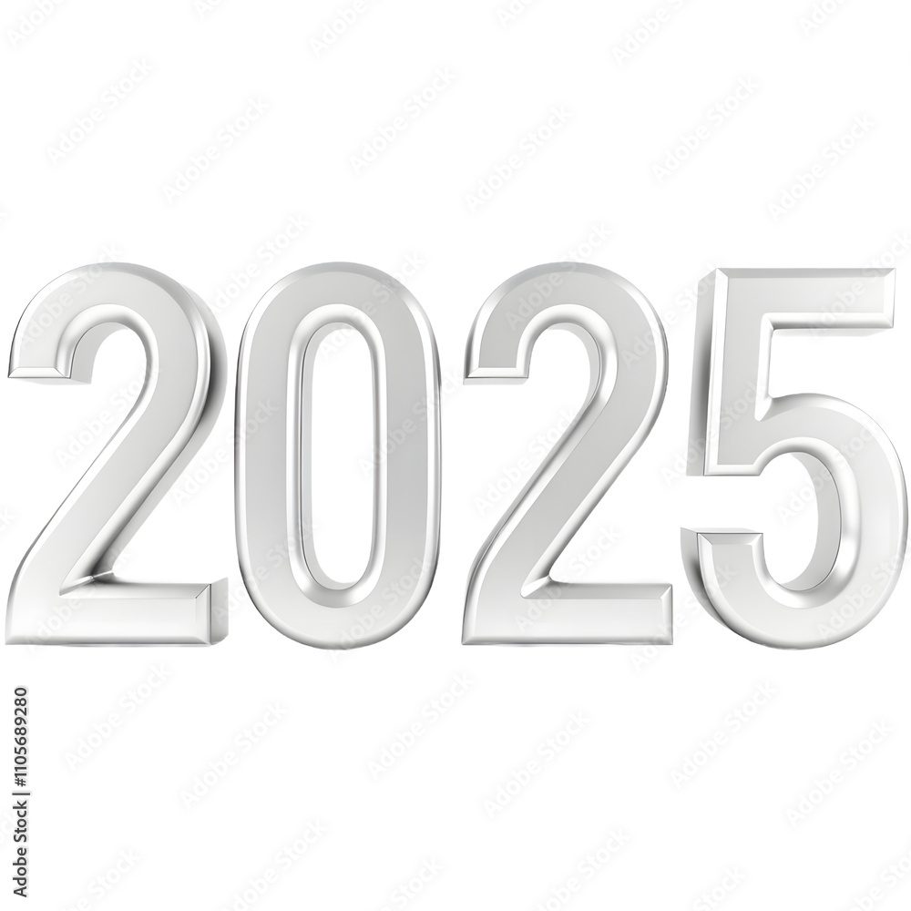 A large, glossy, solid silver number A large, glossy, solid silver number